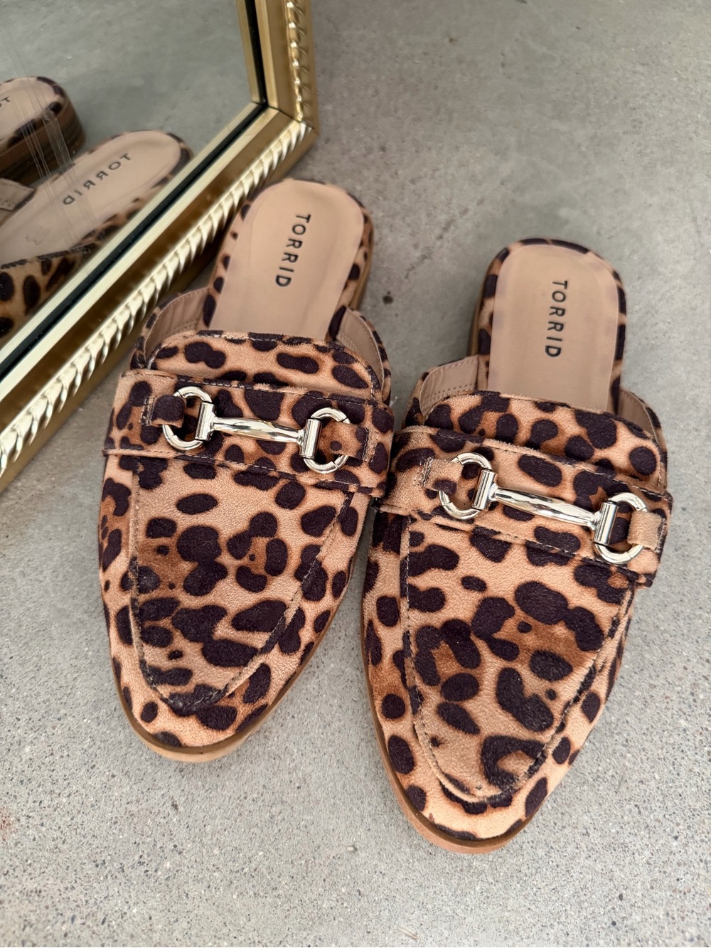 Torrid Leopard Print Horsebit Backless Mule Loafer Flats